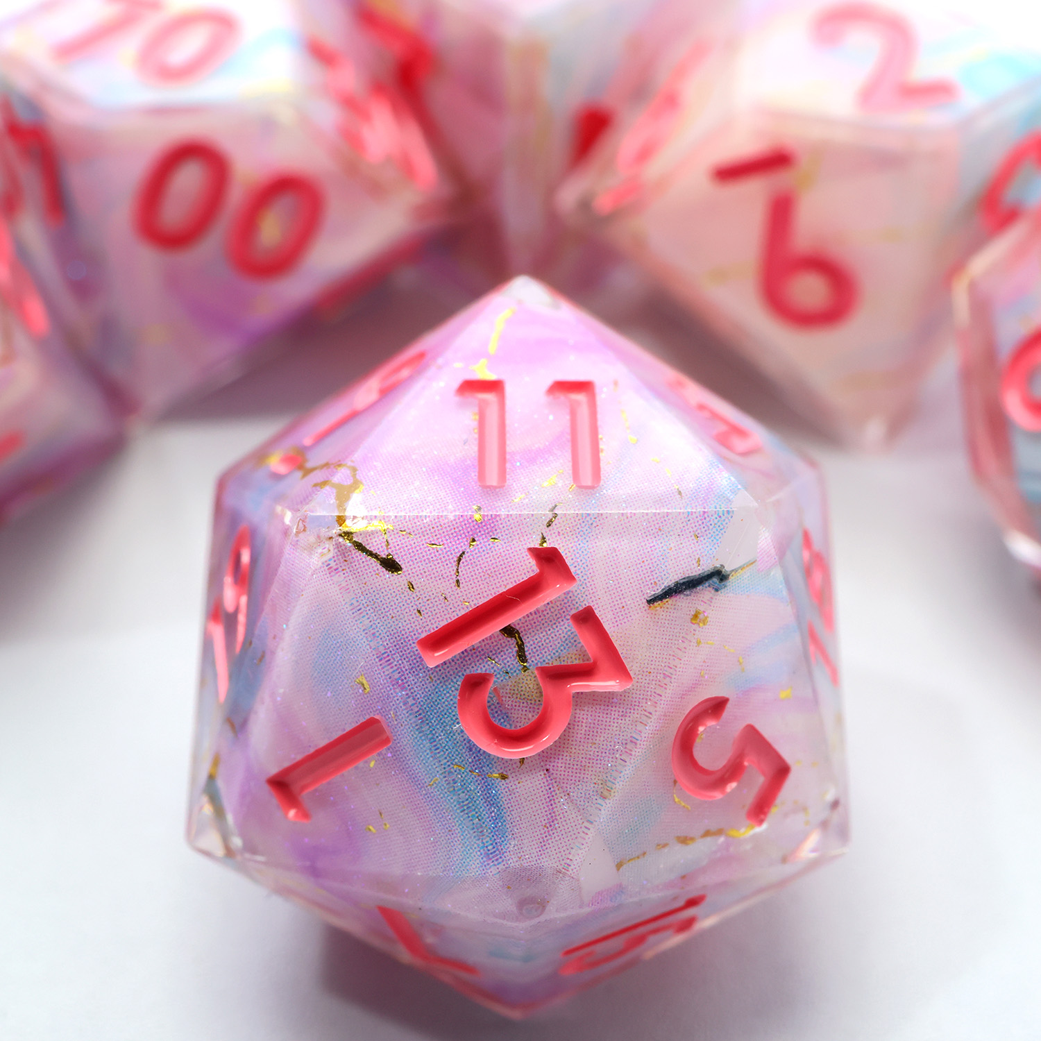 Board Game Roleplay - Ombre Marble Full Cover RPG Dice-Handmade
