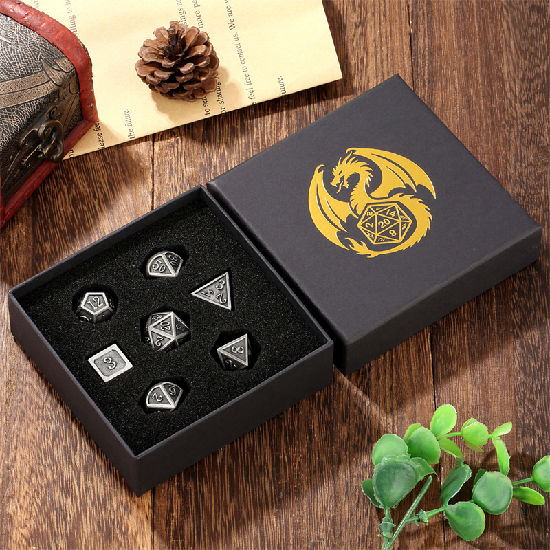 Board Game Roleplay - 7 sztuk/zestaw Metalowe Kostki Wielościenne do